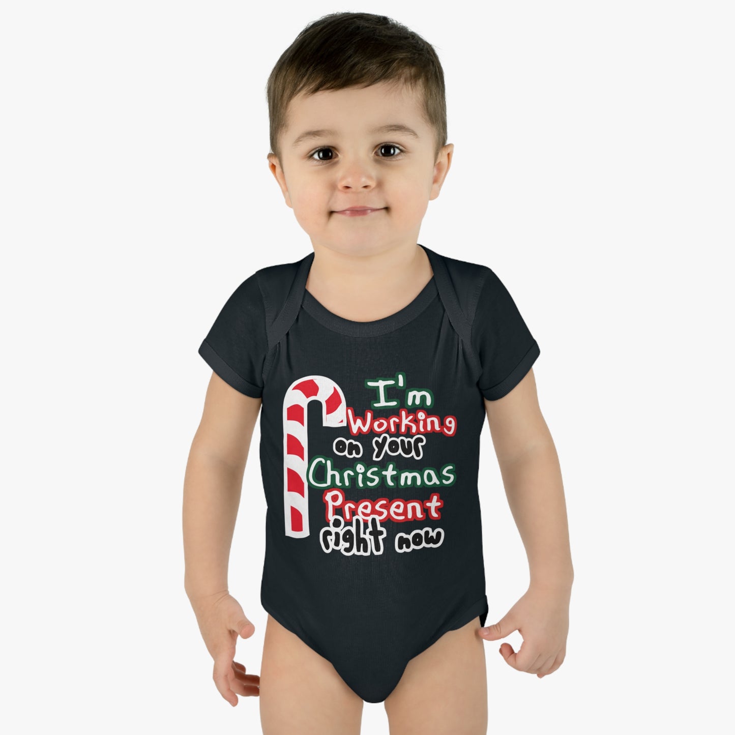 I'm working on Your Christmas Present Right Now Infant Toddler One Piece Body Suit, Christmas Baby Gift, Funny Baby T-Shirt, Christmas Tee