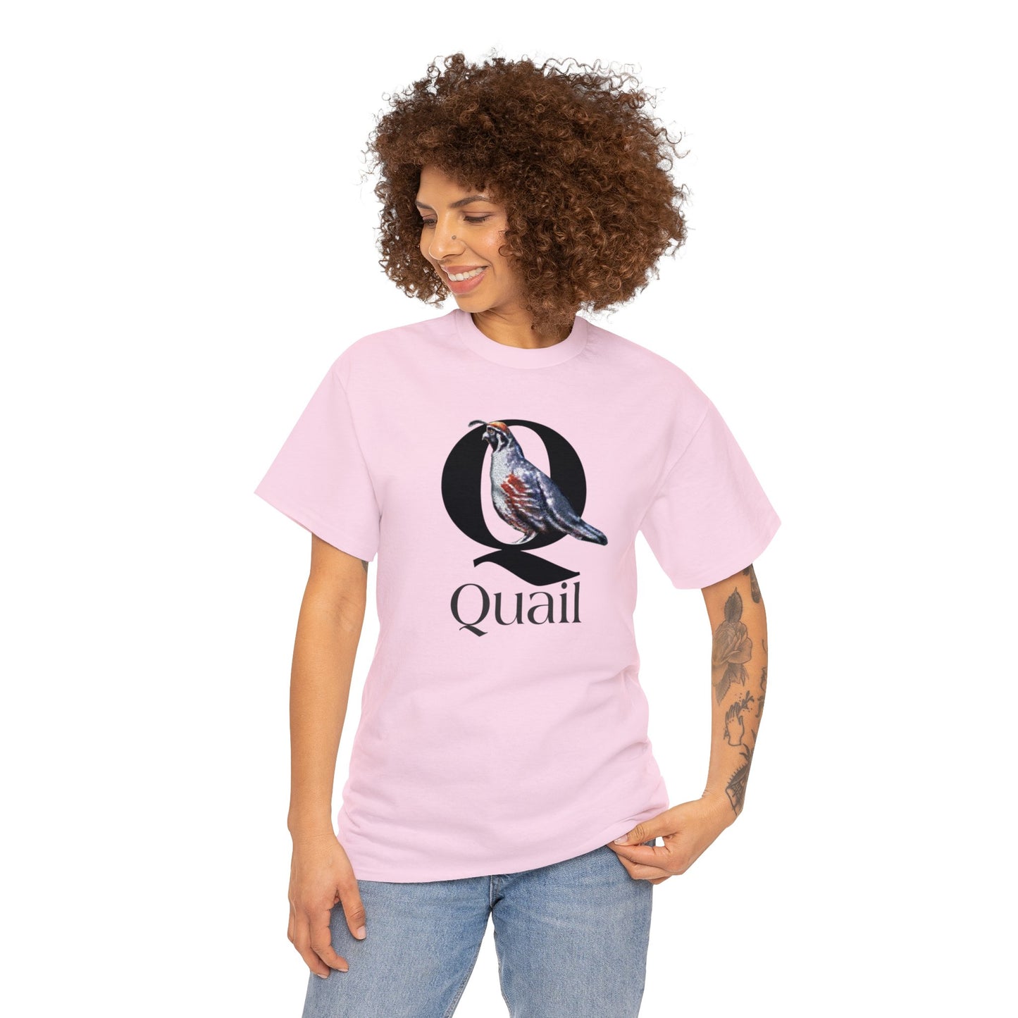 Q is for Quail t-shirt, Quail Drawing T-Shirt, Quail animal t-shirt, animal alphabet Q, animal