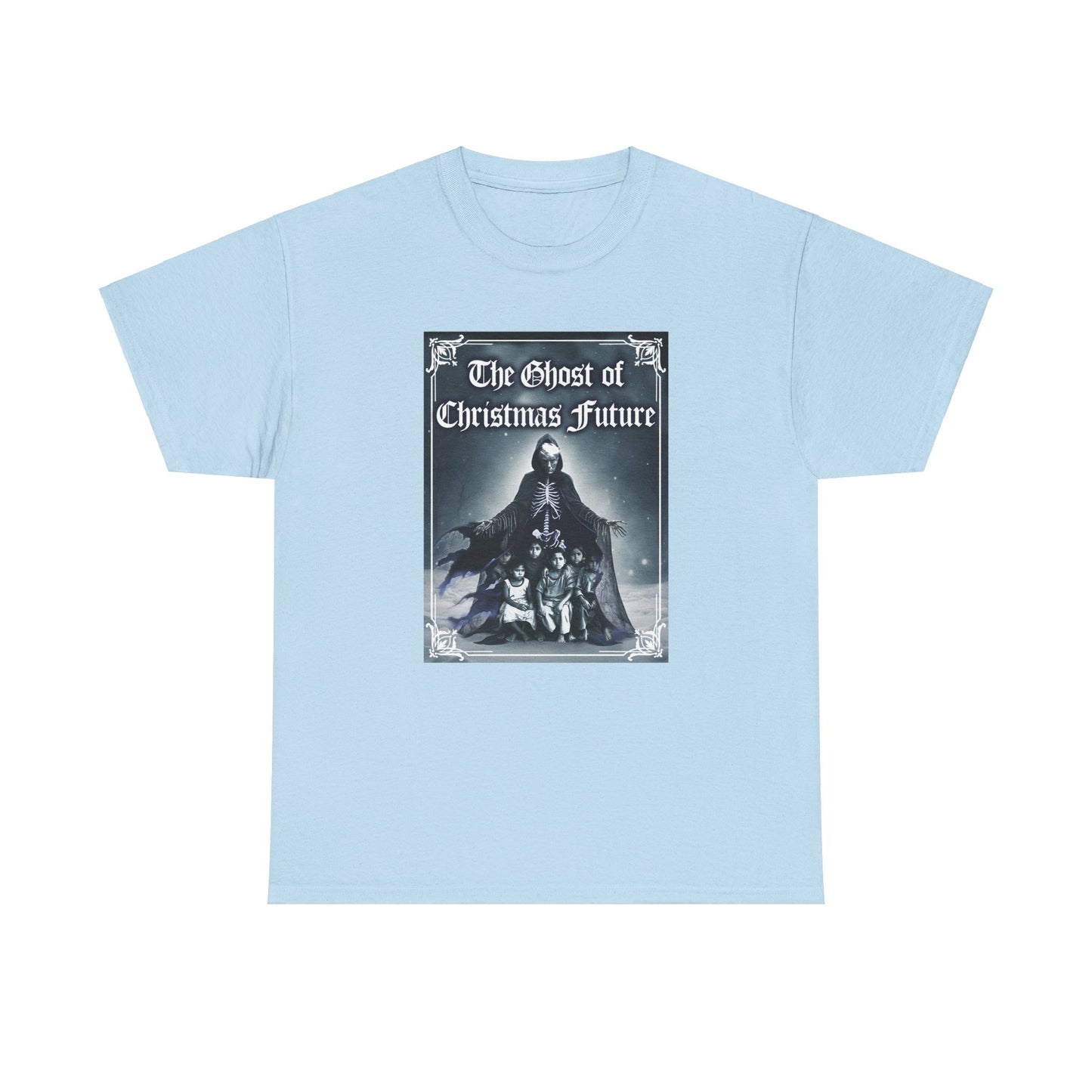 Donald Trump Parody T-Shirt Ghost of Christmas Future, A Christmas Carol Parody, President is Scary Spirt of Things to Come, Deporting Migrant Children, Sad