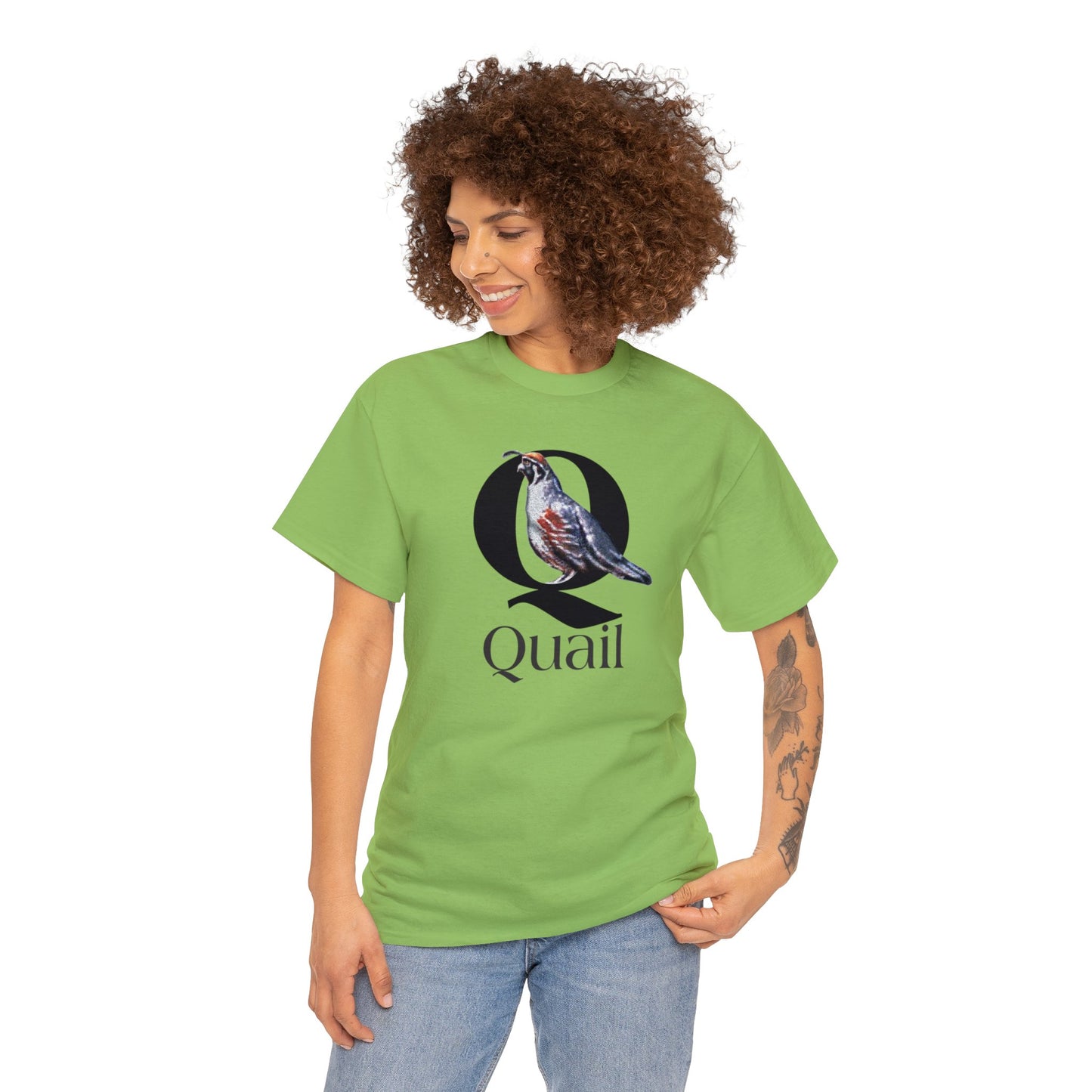 Q is for Quail t-shirt, Quail Drawing T-Shirt, Quail animal t-shirt, animal alphabet Q, animal
