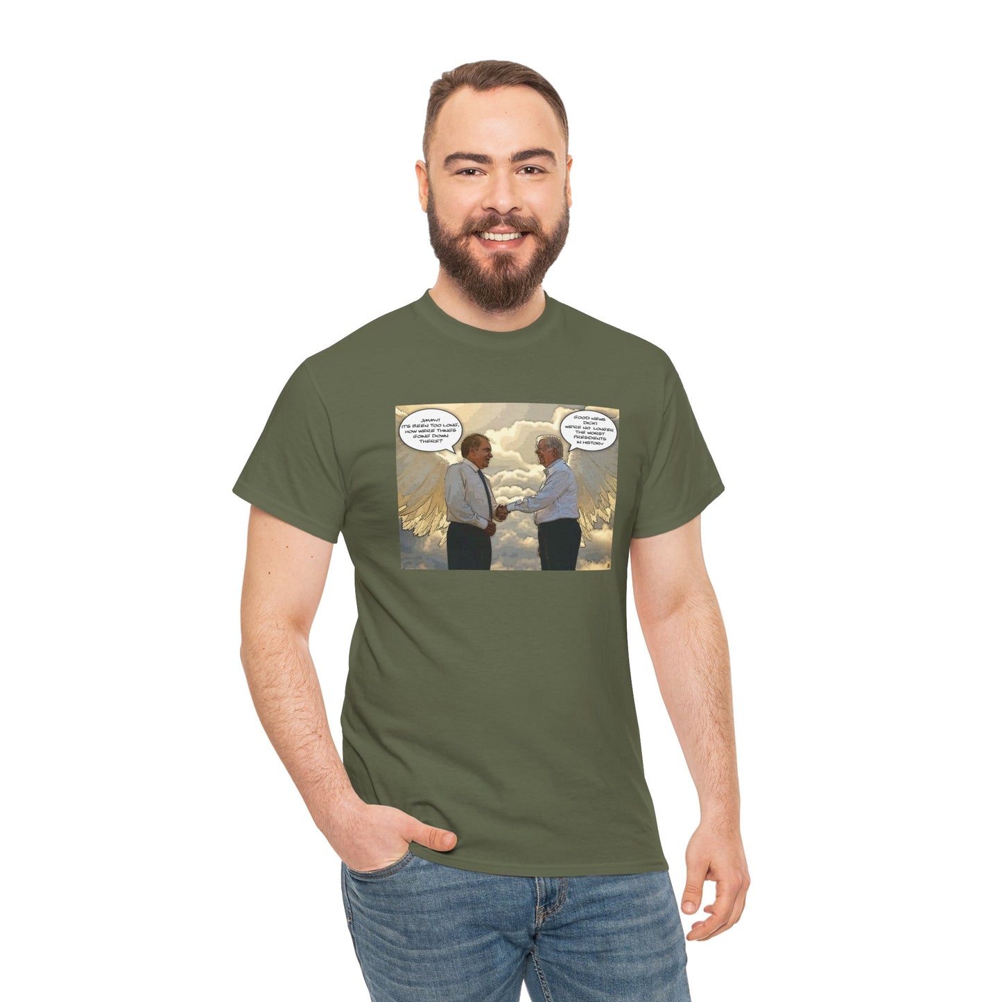 Jimmy Carter Meets Richard Nixon in Heaven T-Shirt, Good News, We're not the worst Presidents in History, Funny Political T-Shirt