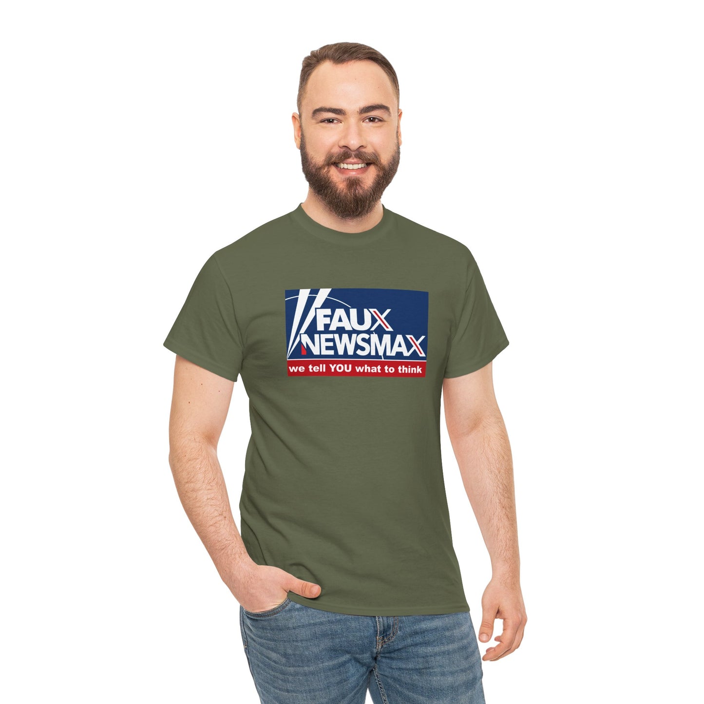 Fox Faux Newsmax X, News Political Parody T-Shirt, We Tell You What to Think, Spoof of Trio of Misleading News Organizations