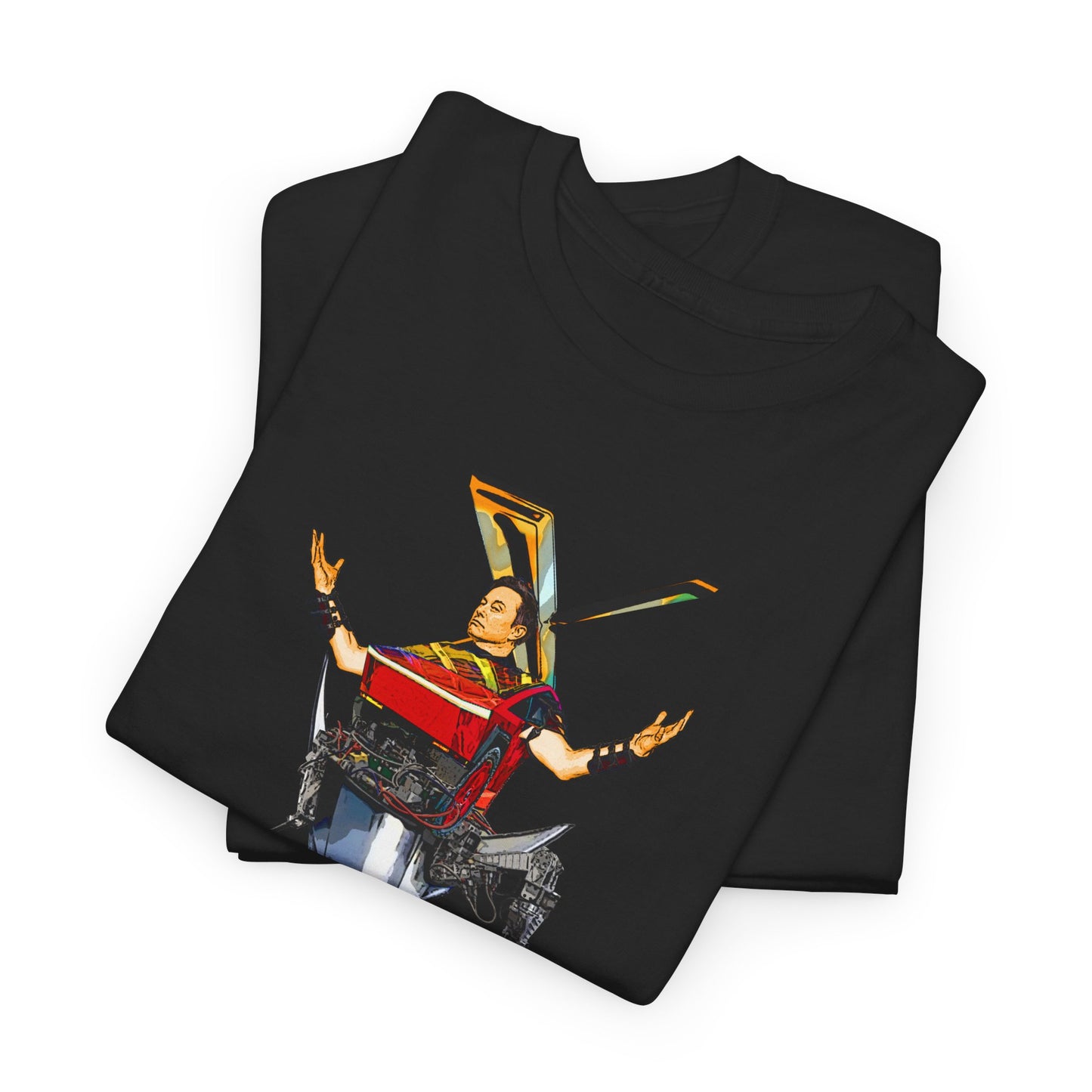 Elon Musk, Mech Warrior, Tesla Truck, Space X Starship, Super Hero, T-Shirt Comic Book Style Illustration