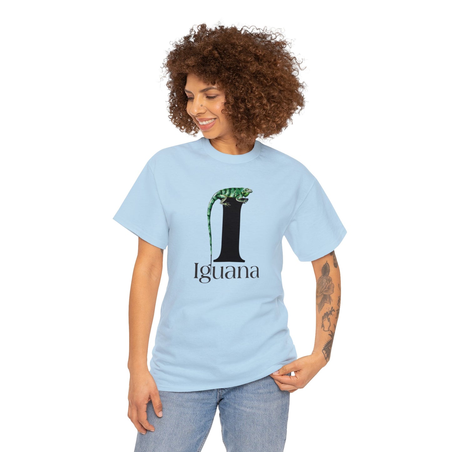 I is for Iguana, Iguana Perched on Letter I, Iguana Lovers, Iguana Drawing T-Shirt, animal t-shirt