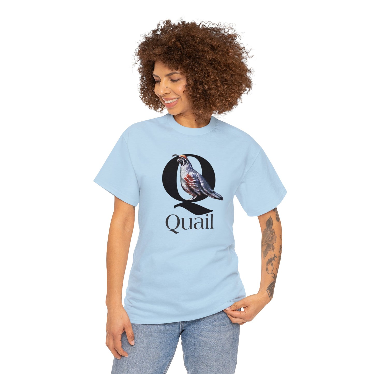 Q is for Quail t-shirt, Quail Drawing T-Shirt, Quail animal t-shirt, animal alphabet Q, animal