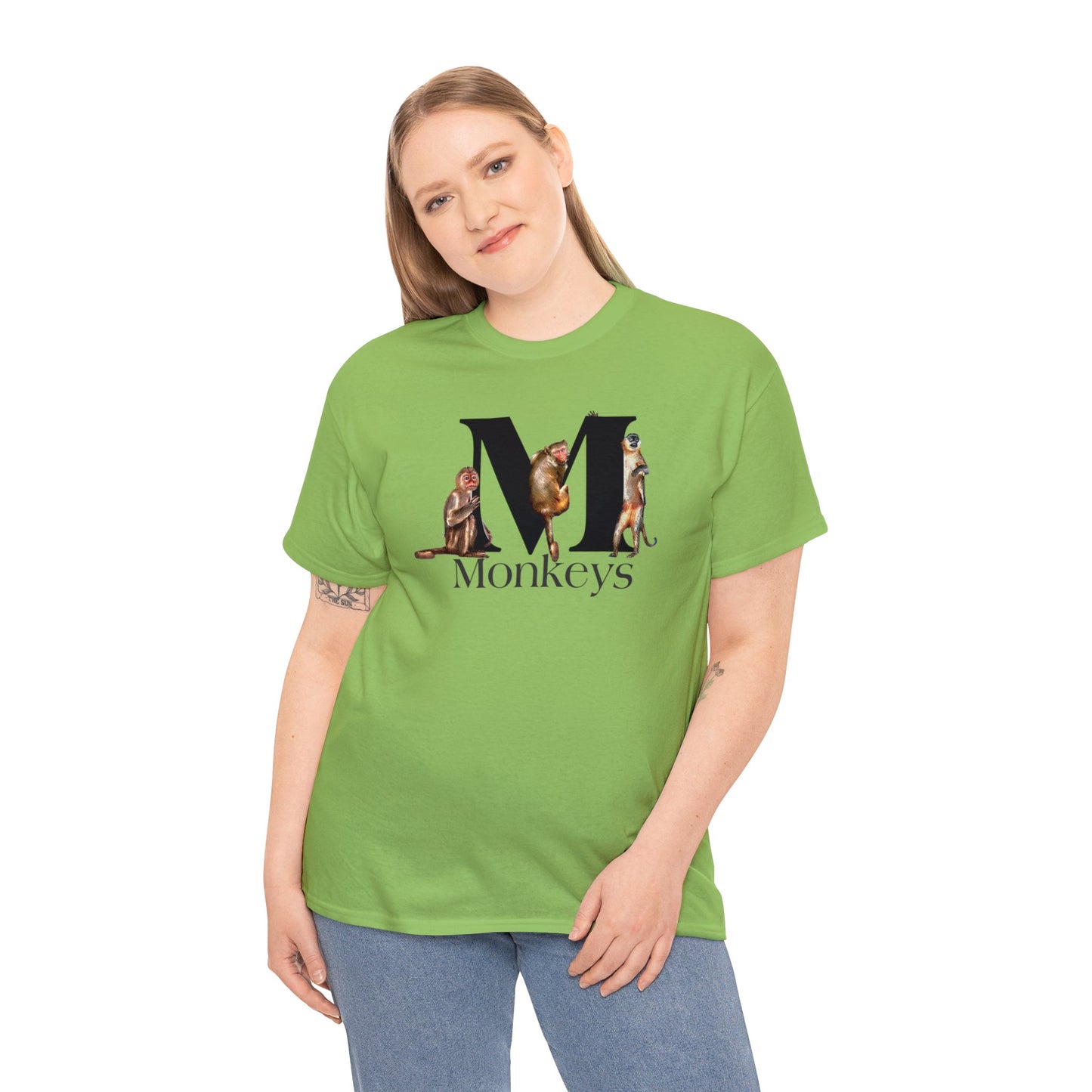 M is for Monkeys, Funny Monkeys t-shirt, Monkeys Hanging on Letter M, Drawing T-Shirt,