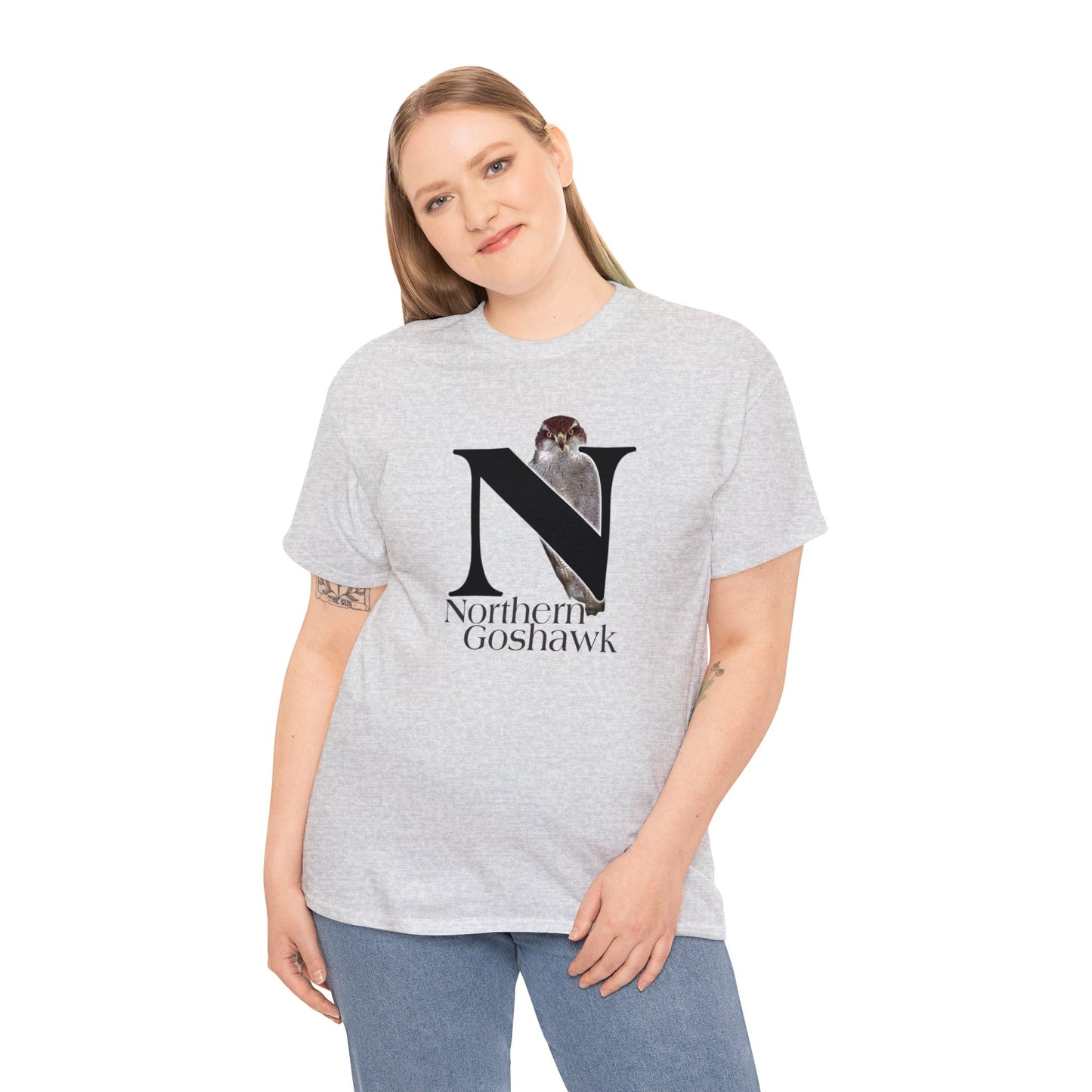 N is for Northern Goshawk T-Shirt, Bird Shirt, Wildlife Drawing T-Shirt, animal t-shirt, animal