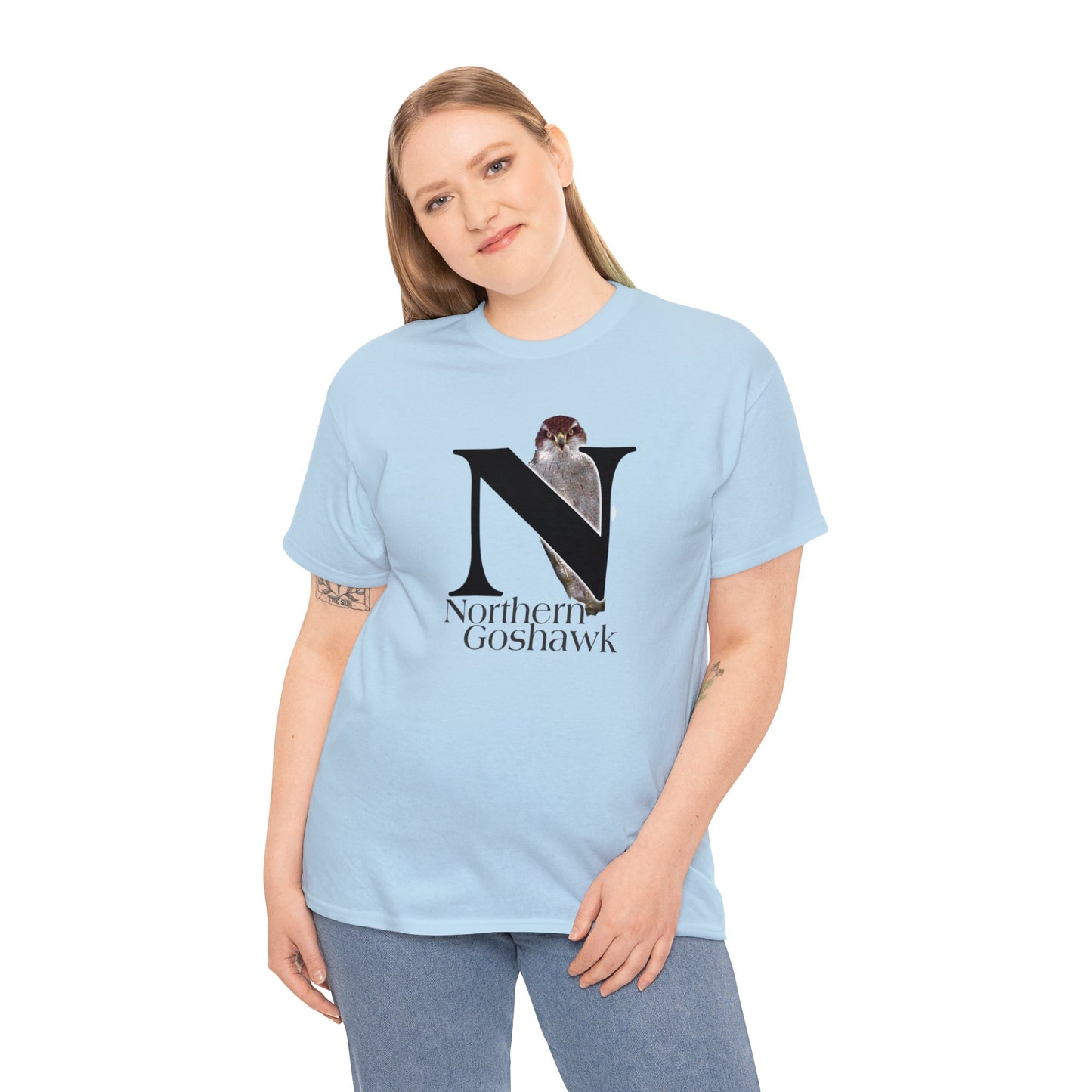 N is for Northern Goshawk T-Shirt, Bird Shirt, Wildlife Drawing T-Shirt, animal t-shirt, animal