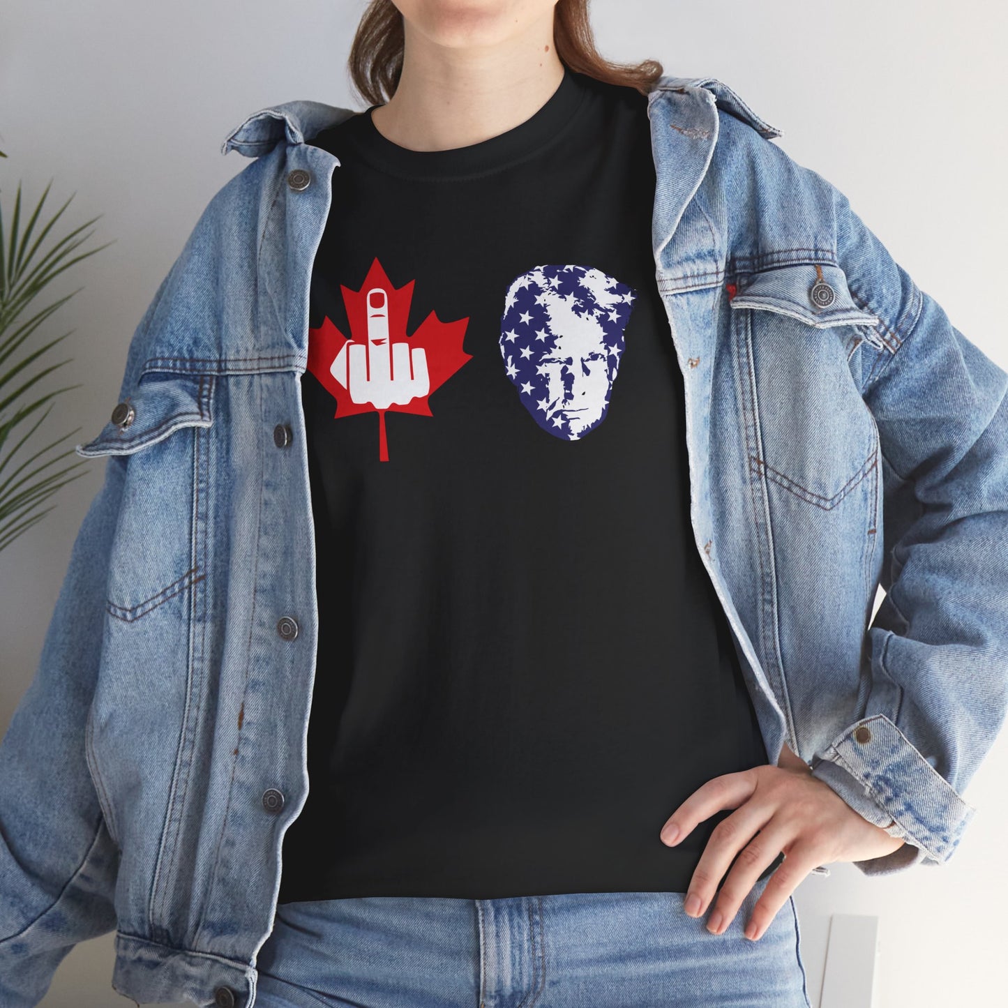 F Trump Canada Gives the Middle Finger to the Convicted Felon, Canadians Against 51st State, Political Adult Humor T-Shirt