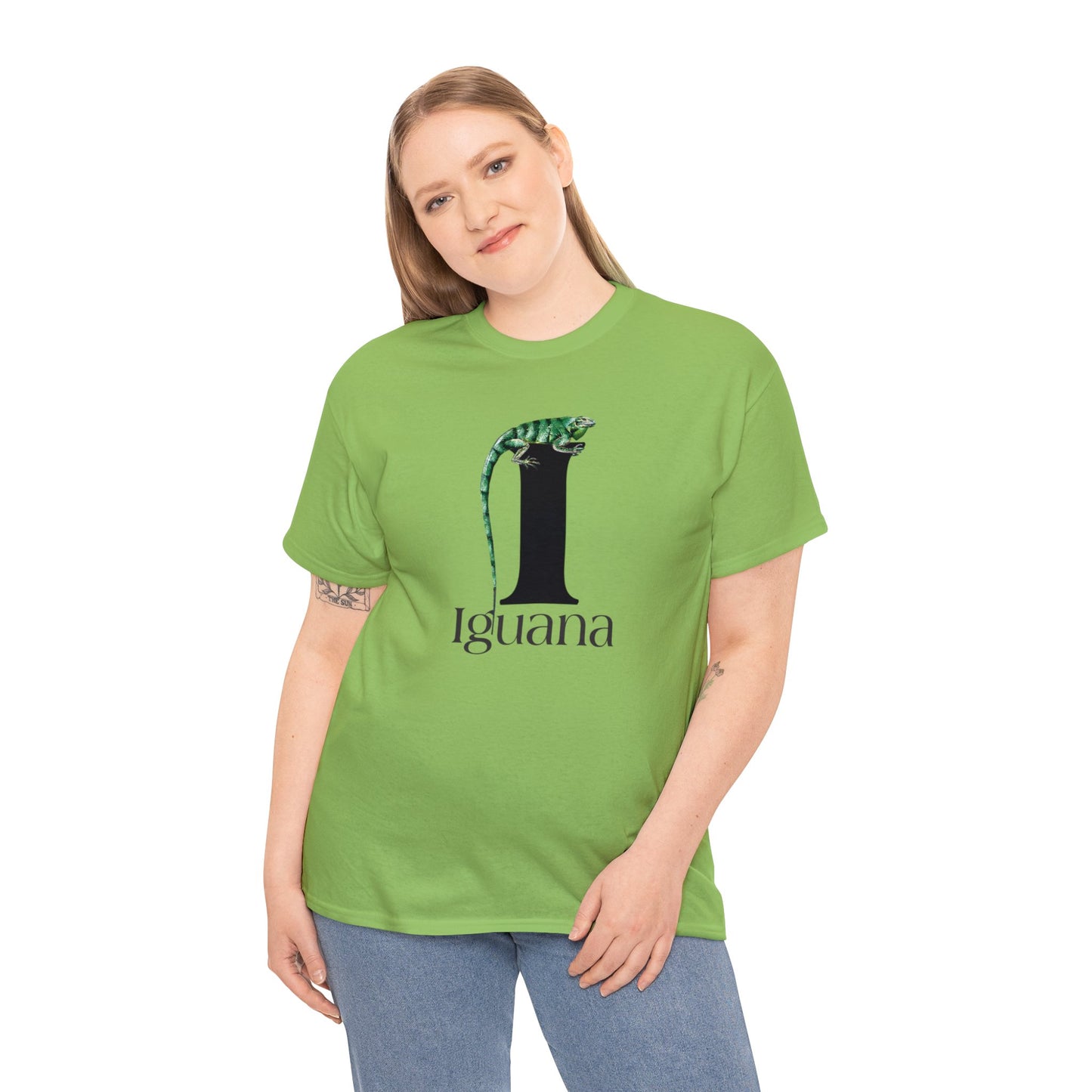 I is for Iguana, Iguana Perched on Letter I, Iguana Lovers, Iguana Drawing T-Shirt, animal t-shirt