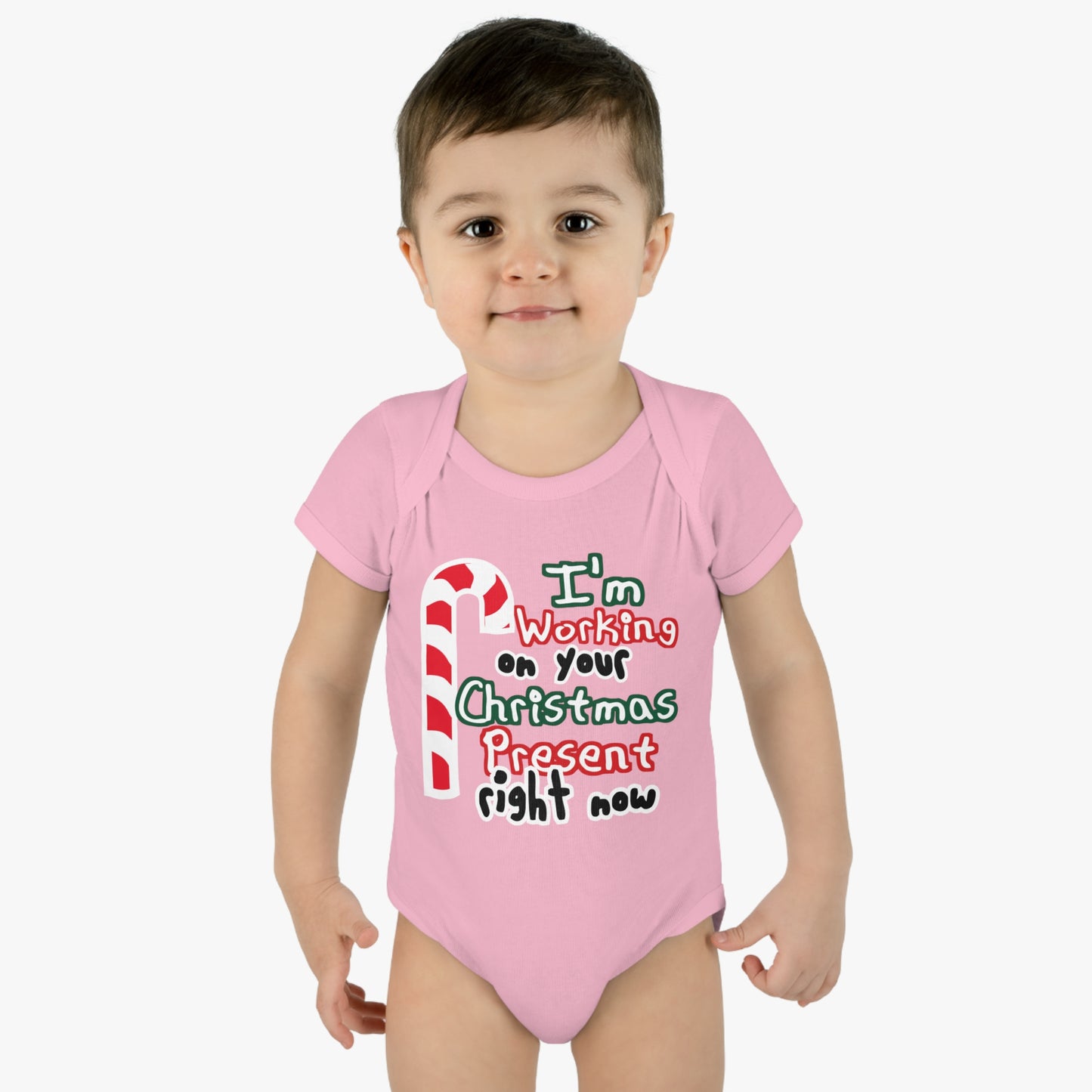 I'm working on Your Christmas Present Right Now Infant Toddler One Piece Body Suit, Christmas Baby Gift, Funny Baby T-Shirt, Christmas Tee