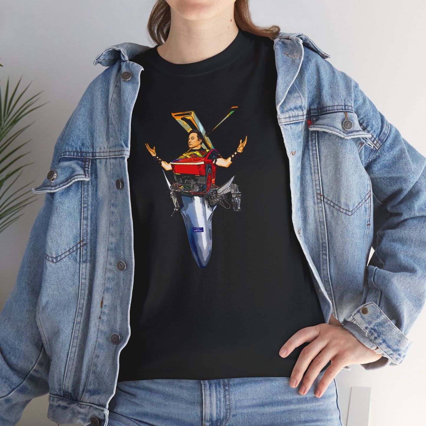 Elon Musk, Mech Warrior, Tesla Truck, Space X Starship, Super Hero, T-Shirt Comic Book Style Illustration