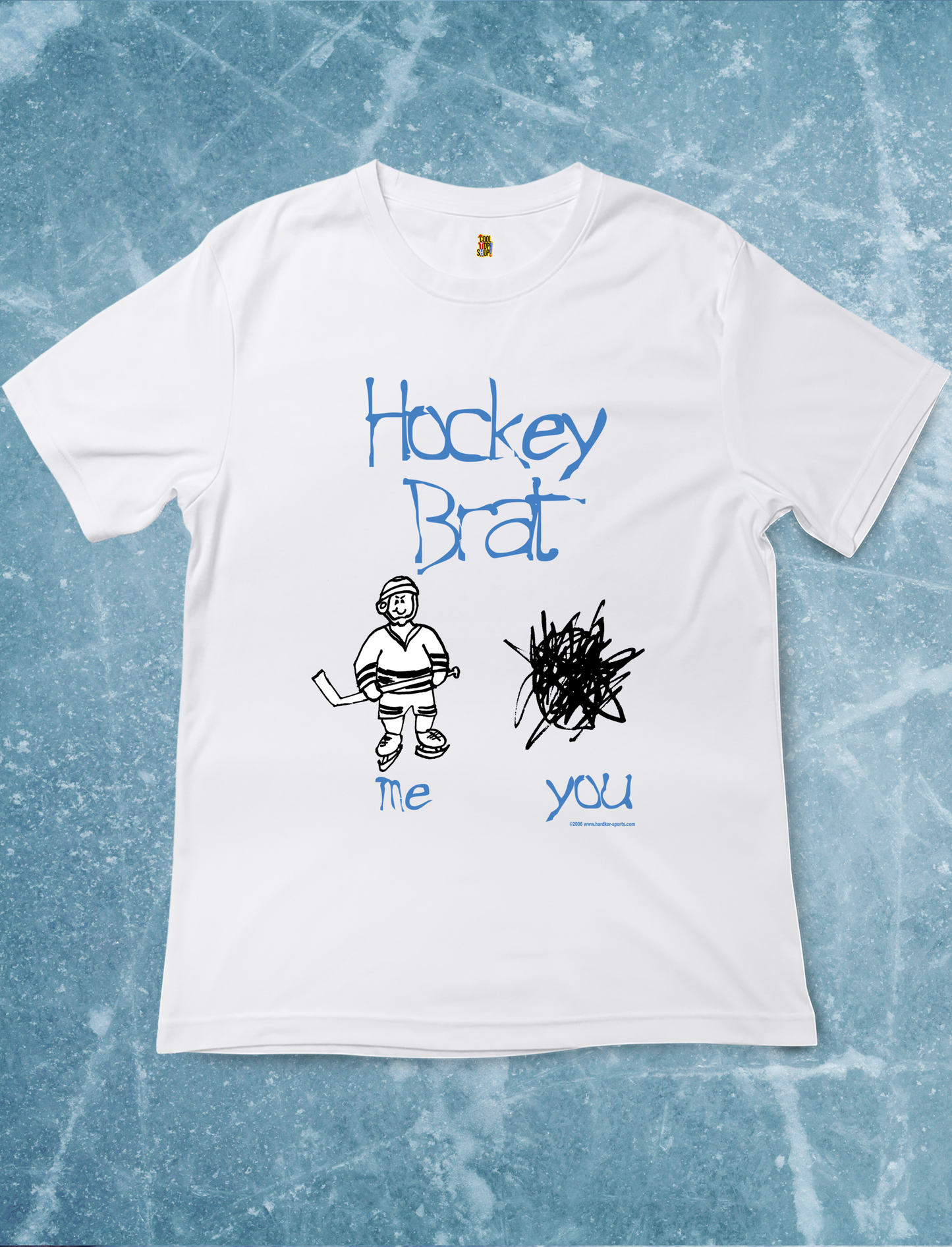 Hockey Brat Kids Hockey T-Shirt, Child Drawing of Youth Hockey Player and Scribble Showing Opponent, Hockey Attitude, Hockey Gift T-Shirt